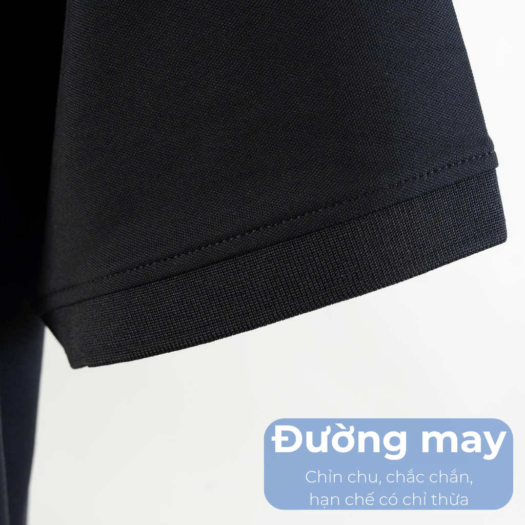 Mô tả chi tiết áo polo đen cổ sọc big size nam Akyoo