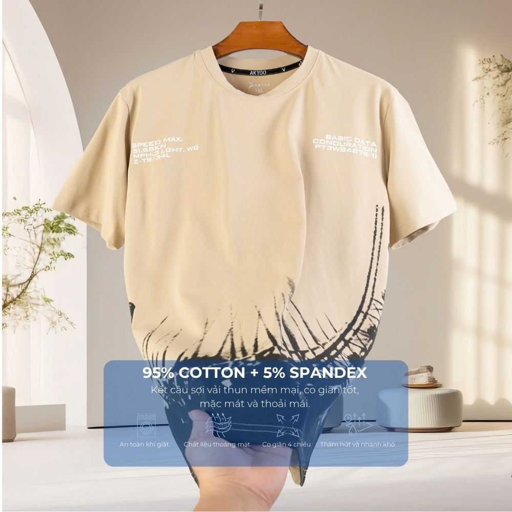 Mô tả chi tiết áo thun ghi in big size nam Akyoo