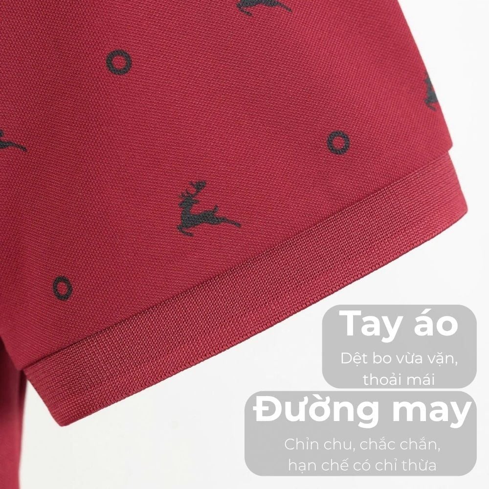 Mô tả chi tiết áo polo đỏ họa tiết big size nam Akyoo