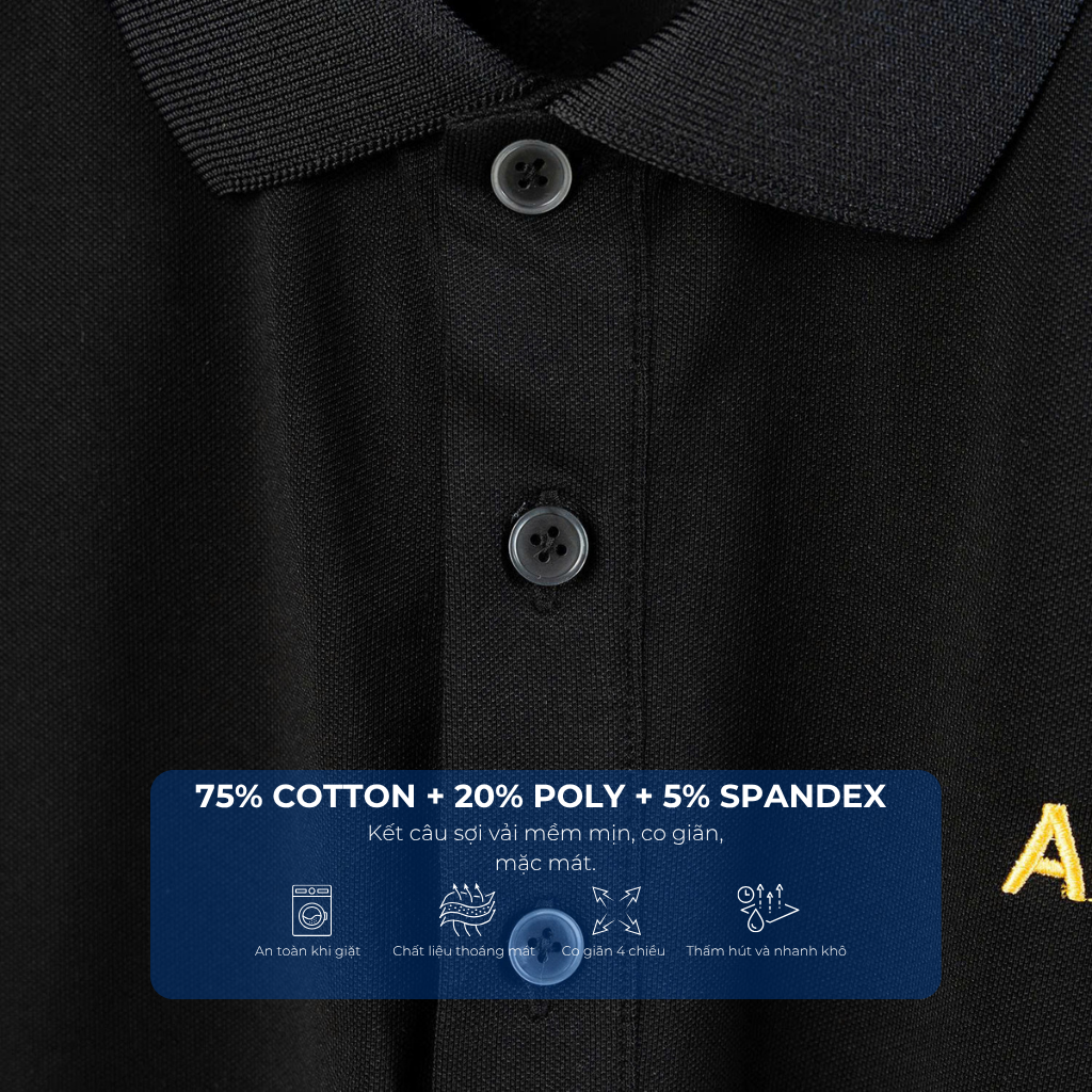 Mô tả chi tiết áo polo đen a5 big size nam Akyoo