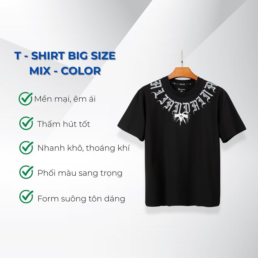 Mô tả áo thun đen c1 big size nam Akyoo