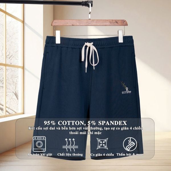 Mô tả chất liệu vải quần short thun xanh big size nam