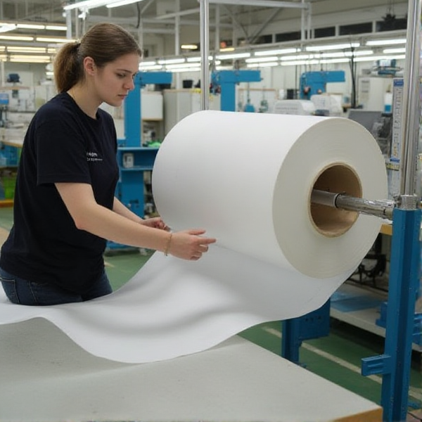 Một cuộn vải lớn được sử dụng trong sản xuất quần áo bigsize