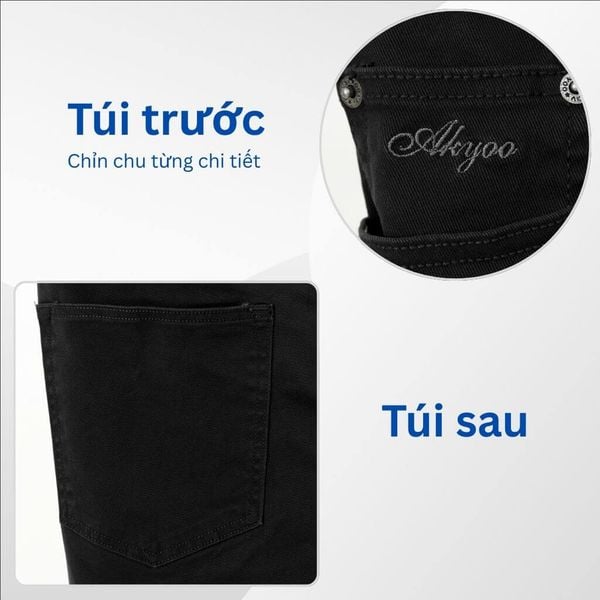Mô tả túi trước và túi sau quần kaki cao cấp big size nam Akyoo