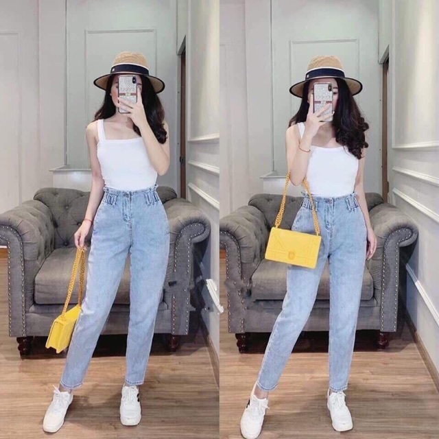 Phối đồ với quần baggy jean lưng thun