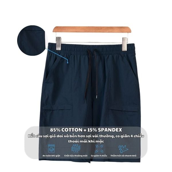 Mô tả chất liệu vải quần short gió xanh big size nam túi hộp