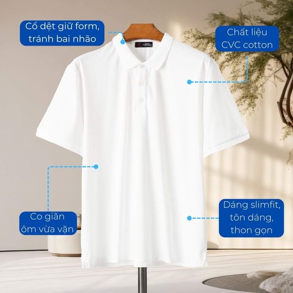 Mô tả chi tiết áo polo trắng big size nam Akyoo