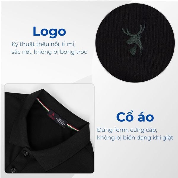 Mô tả chi tiết áo polo đen trắng big size nam Akyoo 2