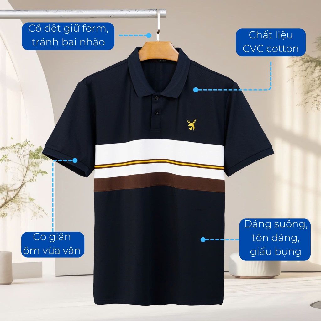 Mô tả chi tiết áo polo phối đen big size nam Akyoo