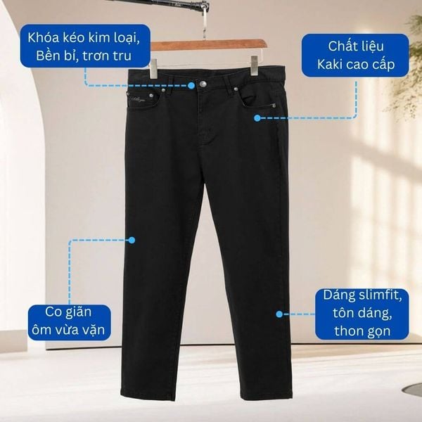 Mô tả chi tiết quần kaki đen cao cấp big size nam Akyoo