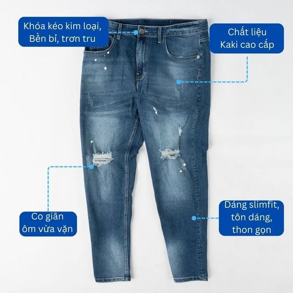 Mô tả chi tiết quần jean xanh big size nam AKYOO QJ XANH A15 1
