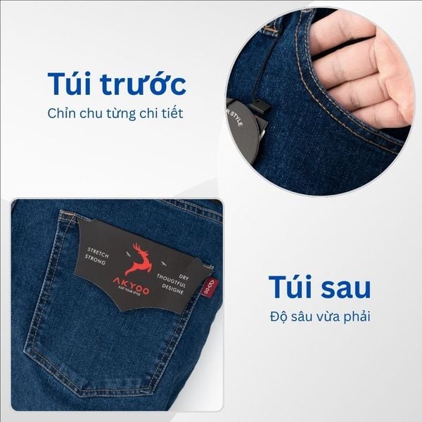 Mô tả chi tiết quần jean xanh big size nam AKYOO QJ XANH 2