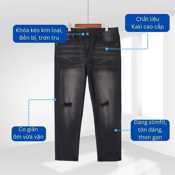 Mô tả quần jean xám rách big size nam AKYOO 1