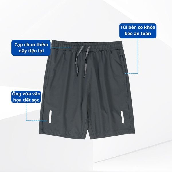 Mô tả chi tiết quần short ghi sọc big size nam