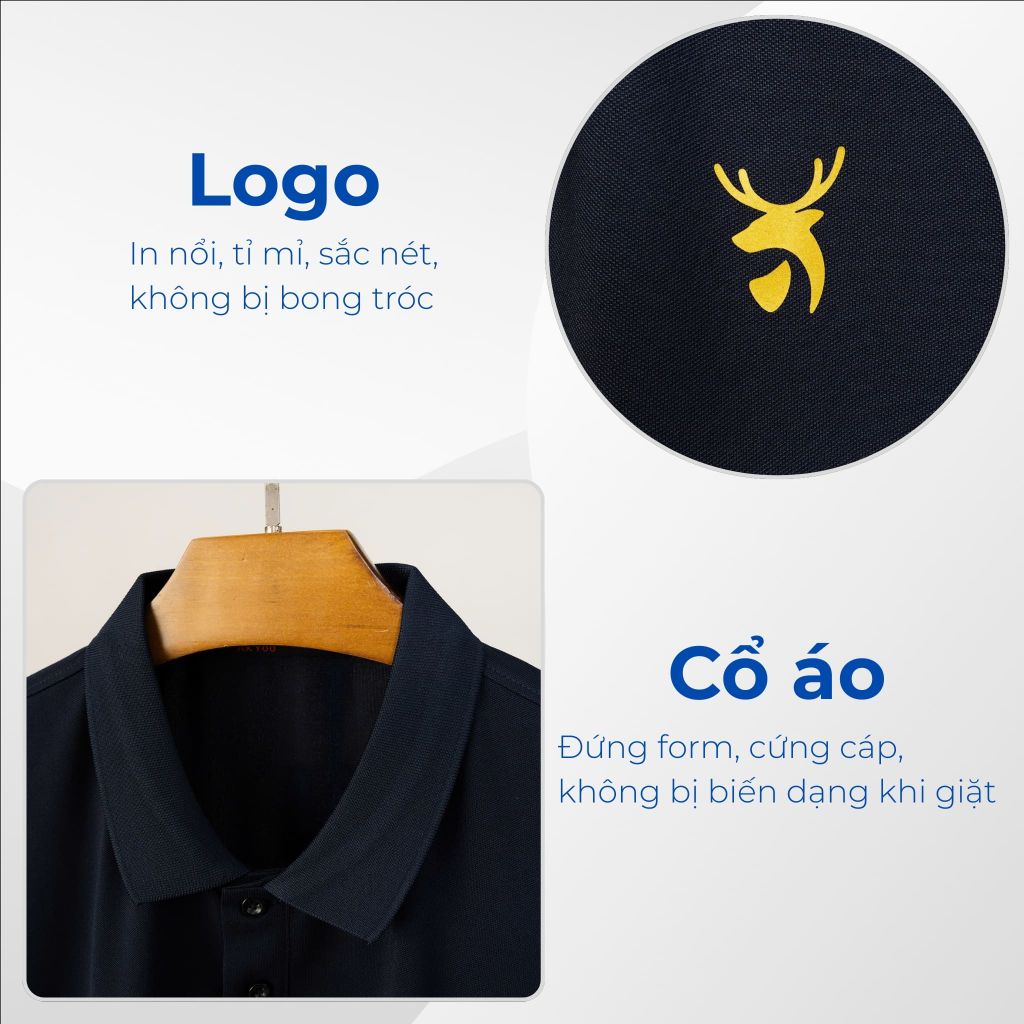Mô tả logo và cổ áo polo phối đen big size nam Akyoo