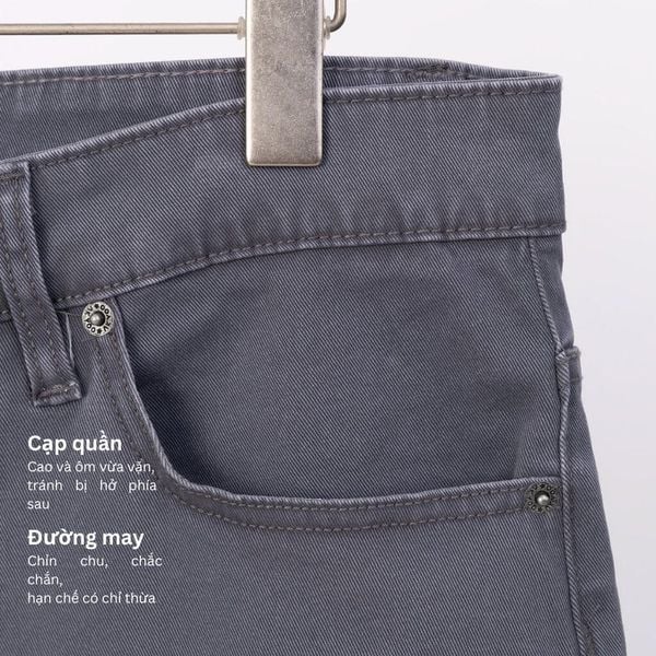 Mô tả phần cạp và đường may quần kaki cao cấp big size nam Akyoo