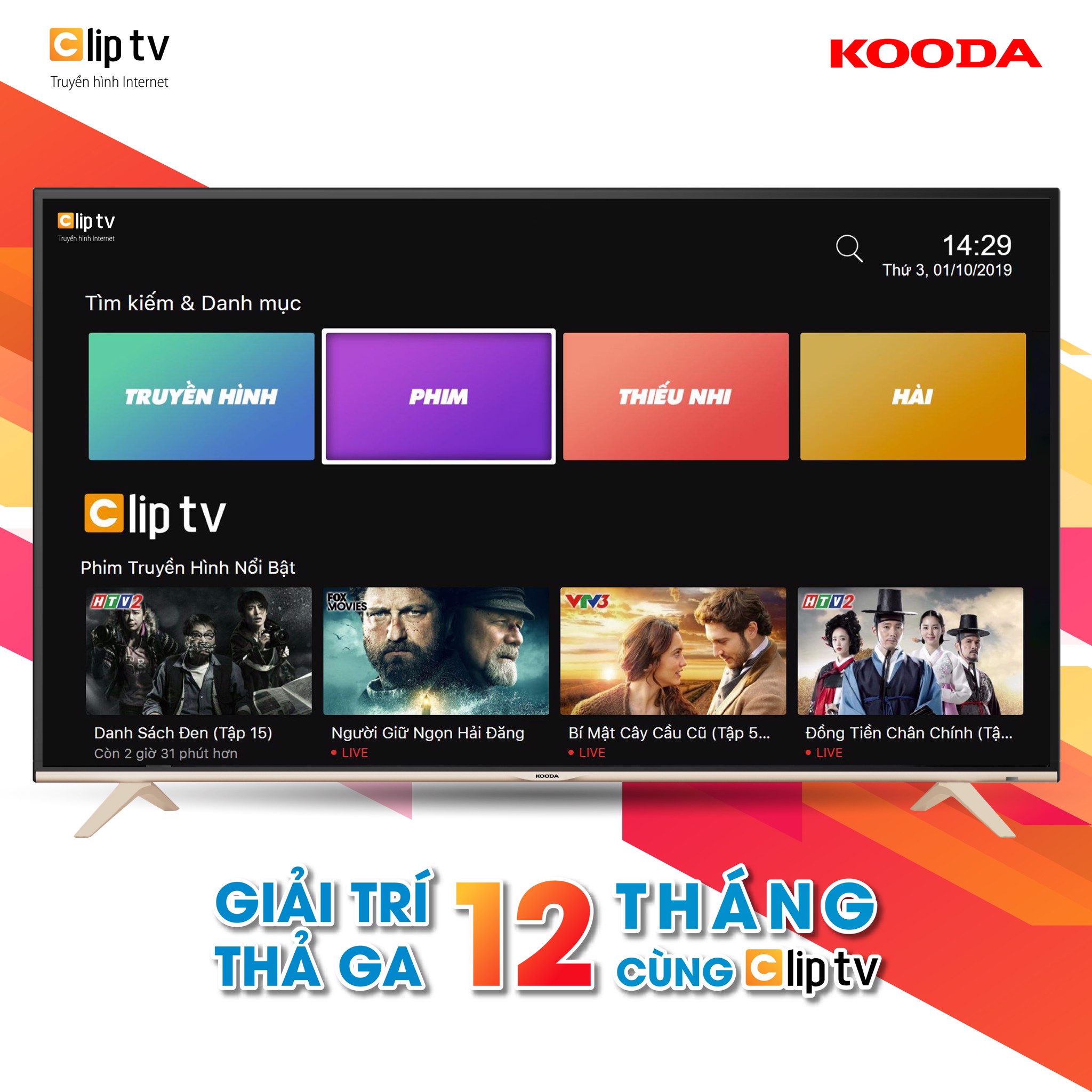 THÔNG BÁO (V/v: Tặng gói xem truyền hình Clip TV từ ngày 01/10/2019)