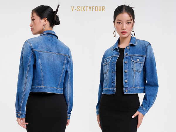 Áo khoác jean nữ croptop lai ngắn AKN33 | Thời trang Ofamic