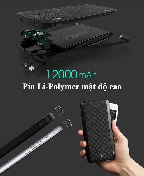 Sạc dự phòng iWalk UBT12000X 12000mAh (Đen)