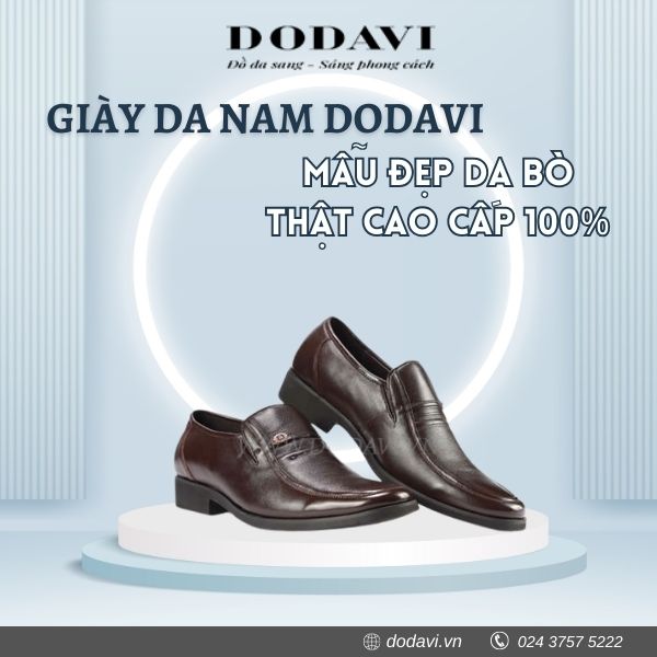 Giày da nam Dodavi -  mẫu đẹp da bò thật cao cấp 100%