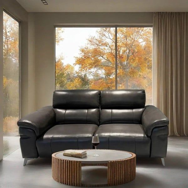 Sofa văng da màu xám