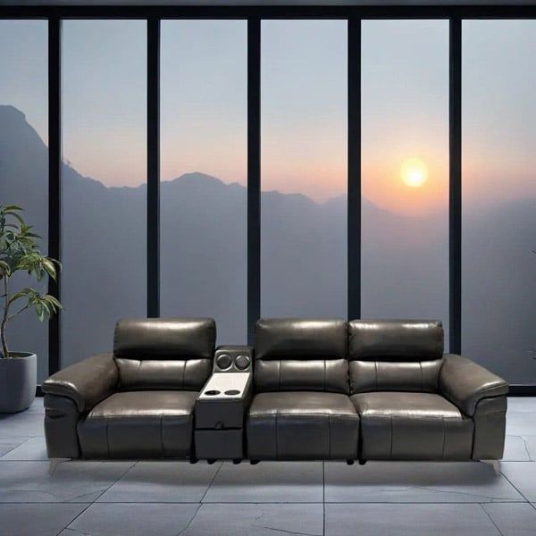Sofa văng da  3 chỗ có bàn trà