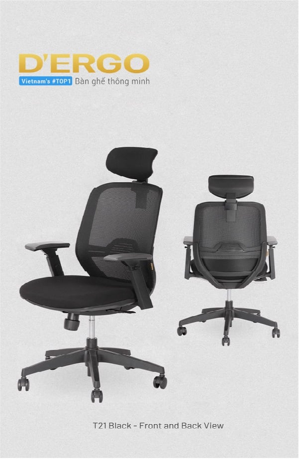 Ghế Văn Phòng Cao Cấp Ergonomic Office Chair Elegant T21 (Black)