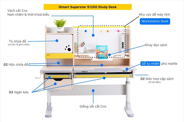 Bộ bàn học cho bé iSmart SuperStar S1200