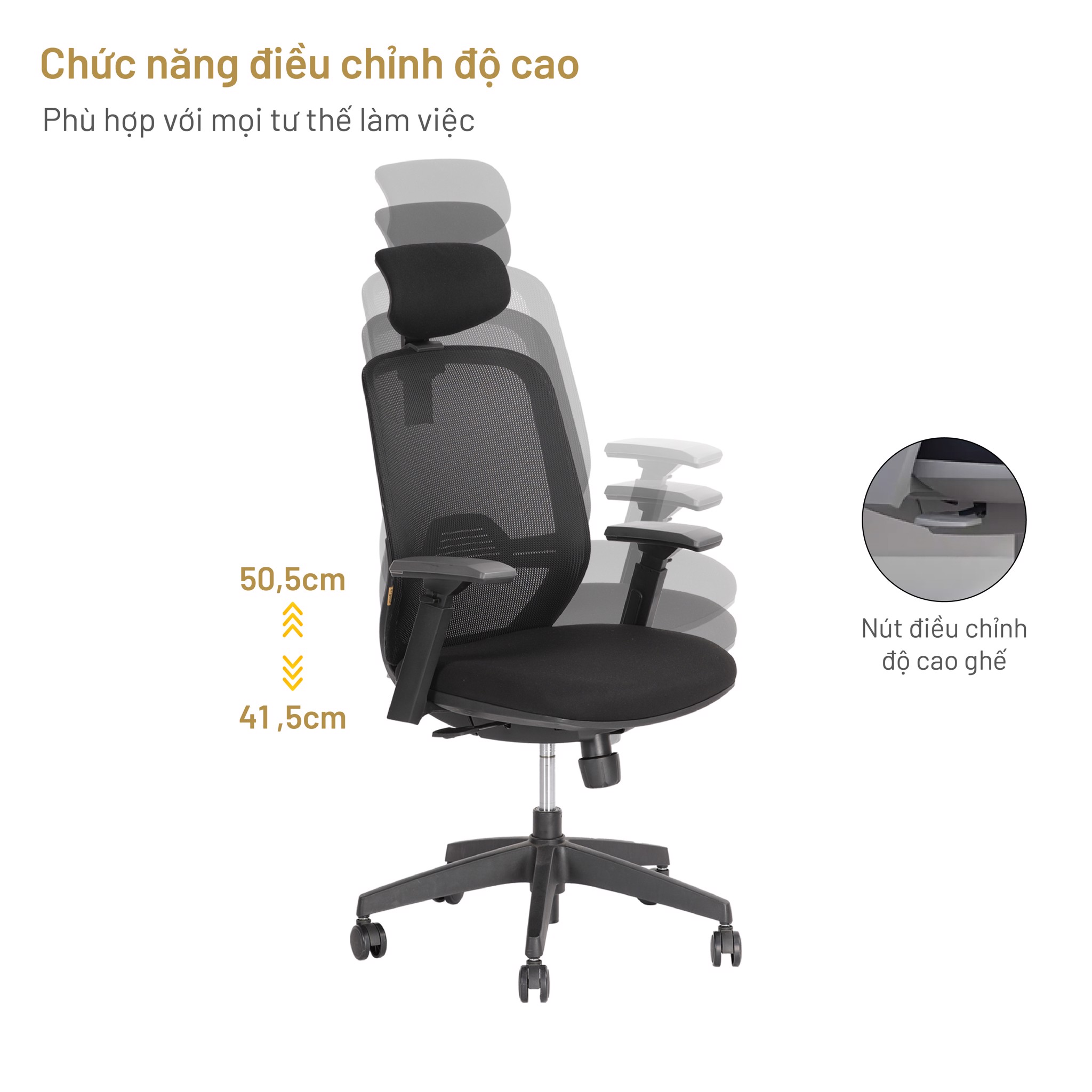Ghế văn phòng cao cấp Ergonomic office chair Elegant T21 D'ERGO VIETNAM