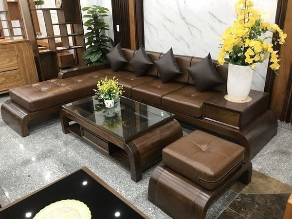 Kích thước ghế sofa gỗ óc chó hình chữ L