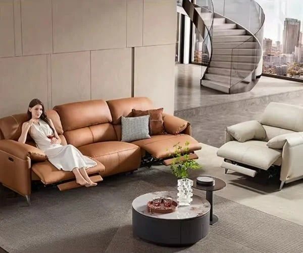 Mẫu Recliner Sofa da cao cấp tạo điểm nhấn tinh tế cho không gian nội thất