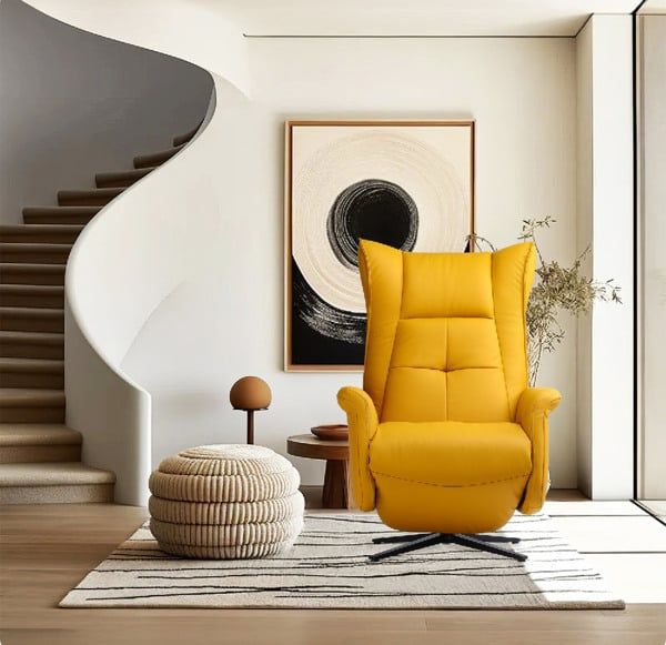 Ghế sofa bọc da màu vàng sang trọng