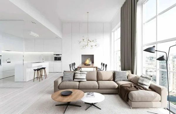 Sofa chữ L góc rộng dành cho không gian chung cư lớn