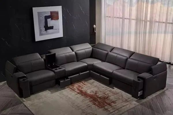 Mẫu sofa nhập khẩu kết hợp chỉnh điện đặt ở phòng khách