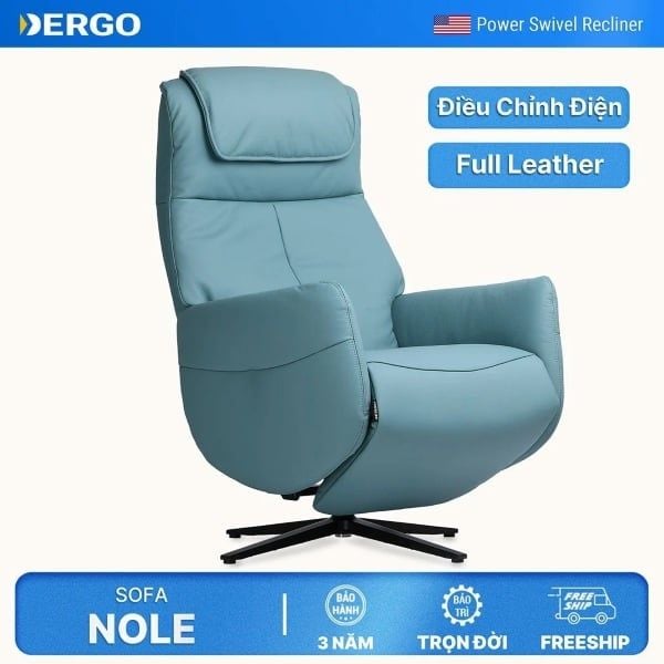 Sofa Nole chỉnh điện da thật với túi khí massage, giảm nhức mỏi cơ thể