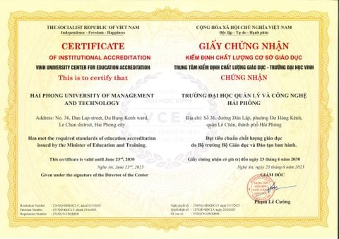 Trường Đại học Quản lý và Công nghệ Hải Phòng chính thức đạt Chứng nhận kiểm định chất lượng cơ sở giáo dục