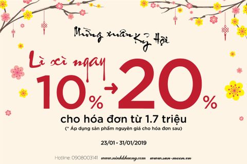 Mừng năm Kỷ Hợi, Thêu tay Ninh Khương LÌ XÌ NGAY lên đến 20% giá trị Hóa đơn