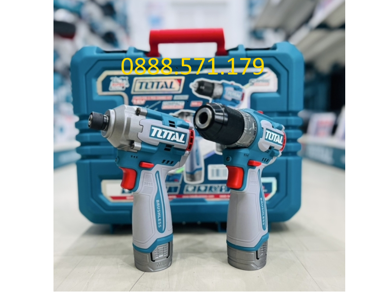 Combo máy khoan và vặn vít Total trong hộp
