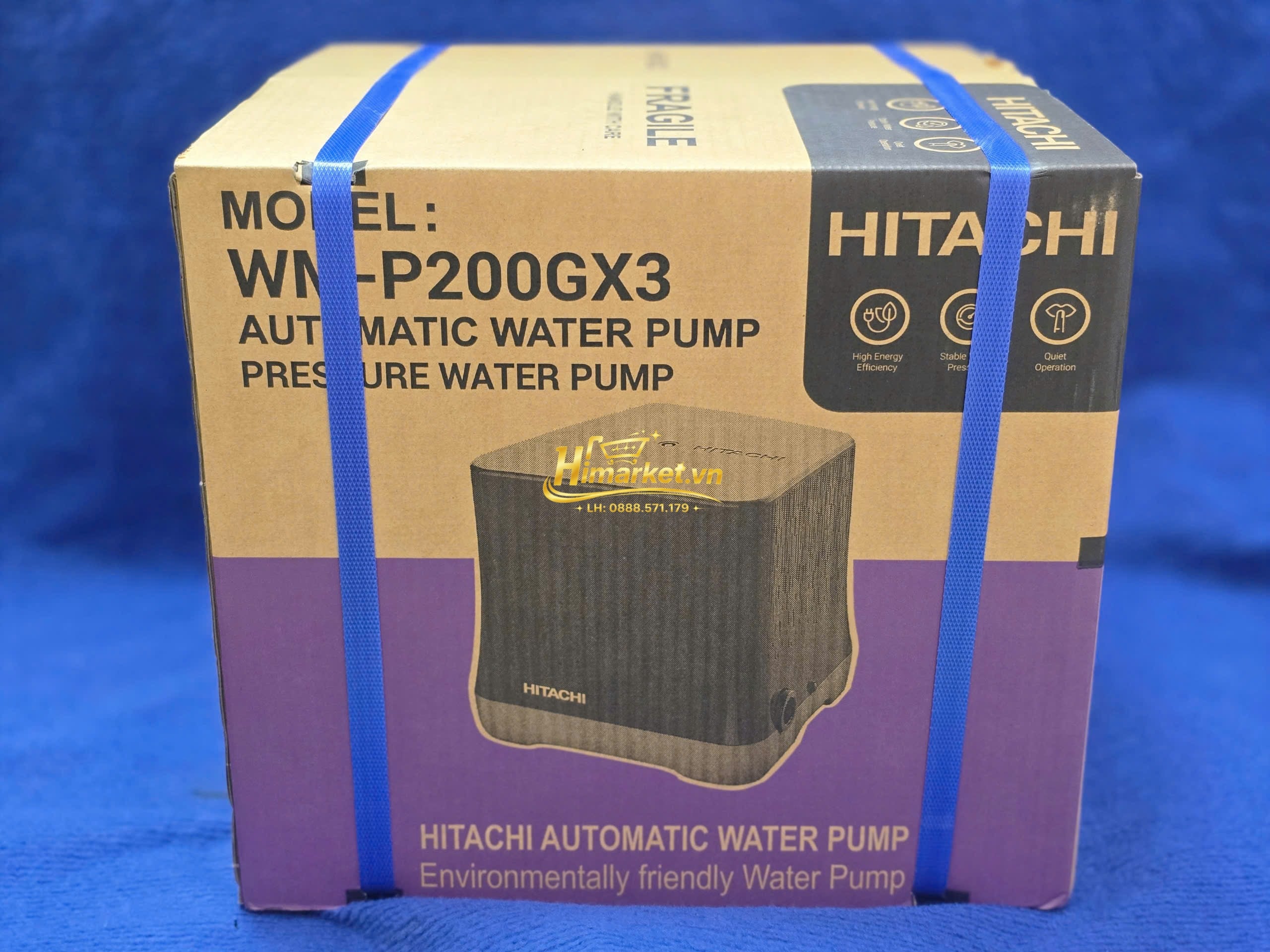 Hộp đóng gói máy bơm nước Hitachi WM-P200GX3