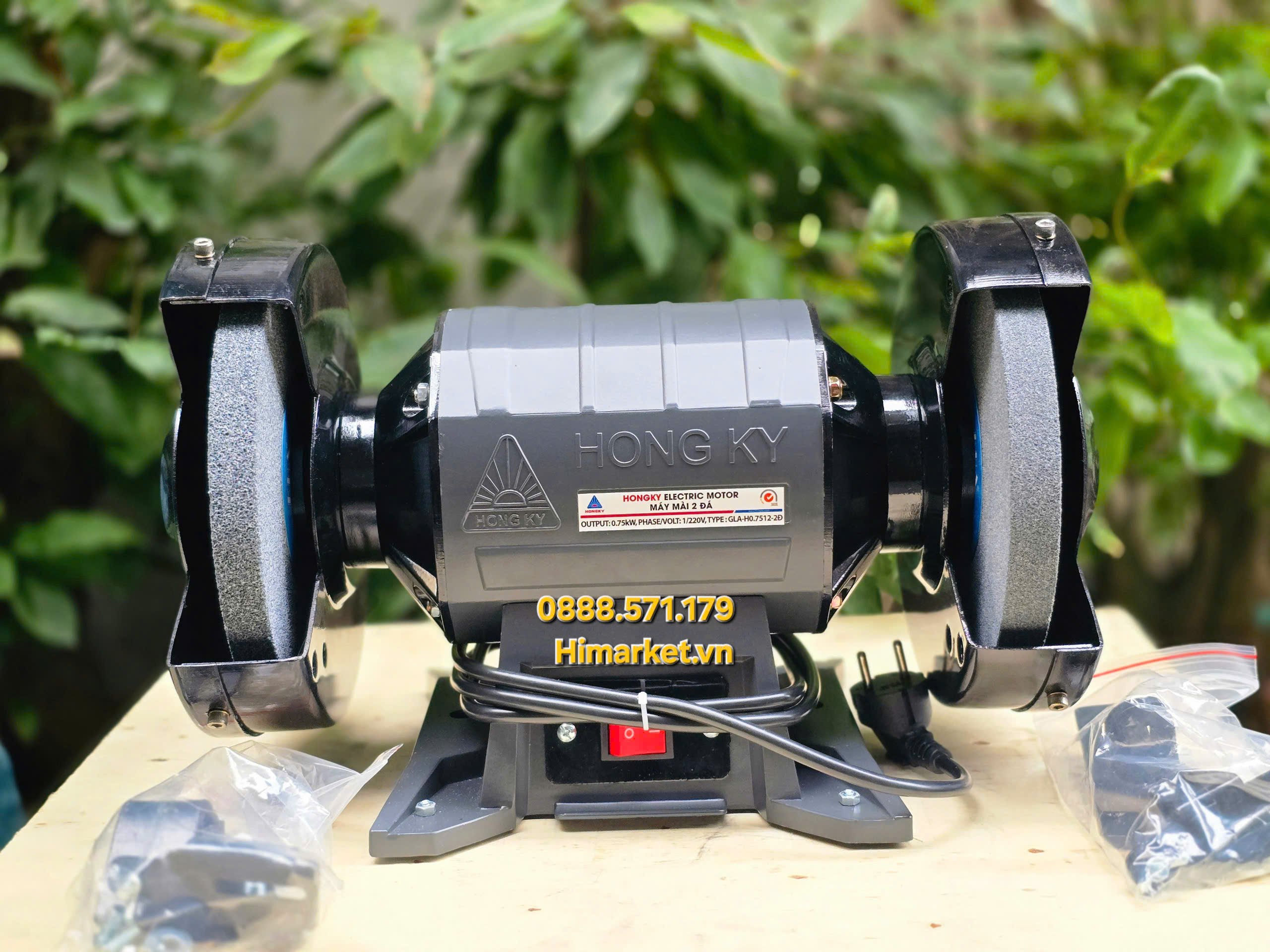 Máy mài bàn 2 đá Hồng Ký GLA-H0.7512-2Đ tổng quan