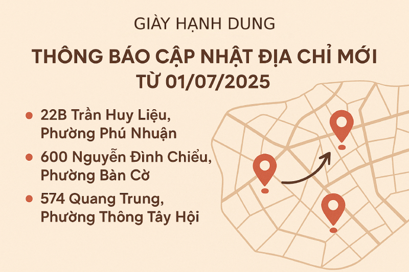 🌟 Cập nhật địa chỉ mới từ ngày 01/07/2025 – Giày Hạnh Dung thông báo đến Quý khách!
