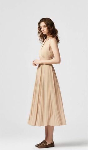 Váy midi với giày lười mũi tròn hoặc vuông
