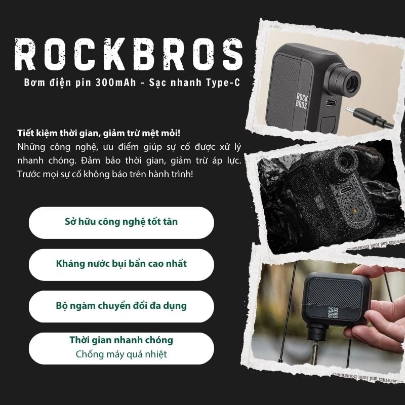 Bơm lốp xe đạp di động Rockbros AS110 - 42720011001