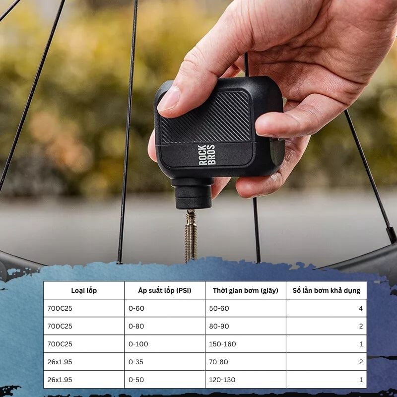 Bơm lốp xe đạp di động Rockbros AS110 - 42720011001