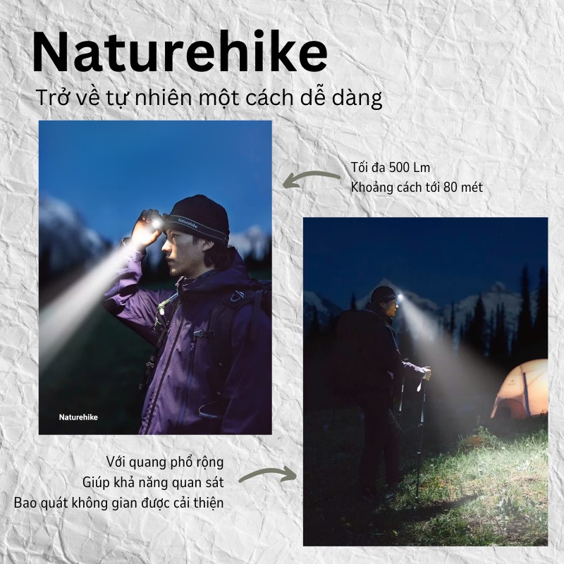 Đèn pin đội đầu siêu nhẹ, chống nước Naturehike CNK2450ZM010