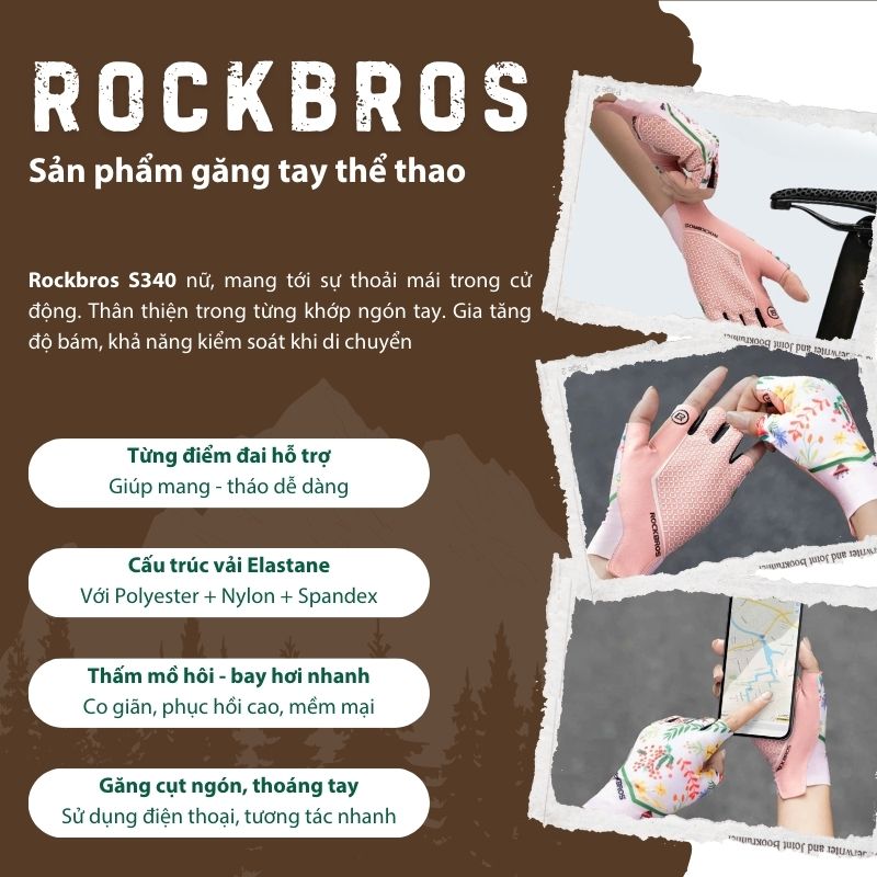 Găng tay nữ đạp xe thời trang Rockbros S340-2