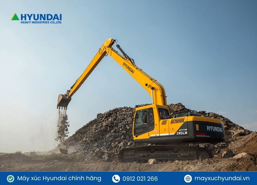 máy xúc cần dài