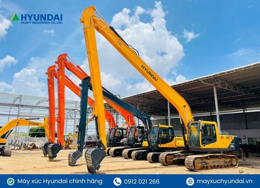 máy xúc cần dài