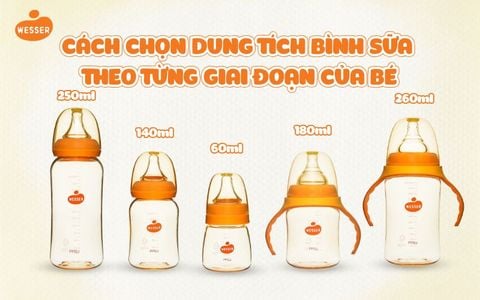 Cách chọn dung tích bình sữa phù hợp cho trẻ sơ sinh theo từng giai đoạn tuổi
