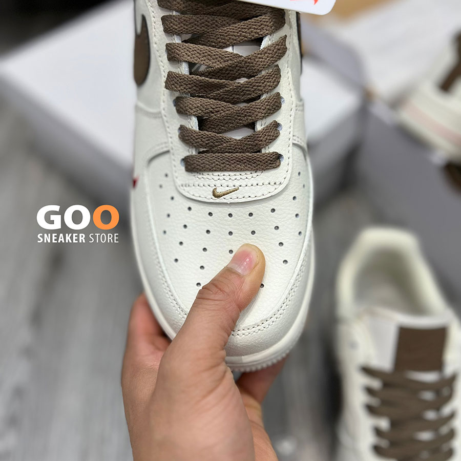 Air force 1 Trắng kem móc nâu Yohood Rice White